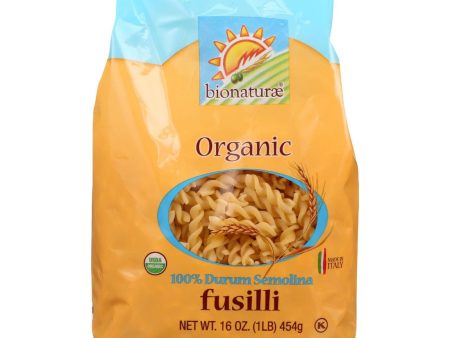 Bionaturae Pasta - Organic - 100 Percent Durum Semolina - Fusilli - 16 Oz - Case Of 12 Supply