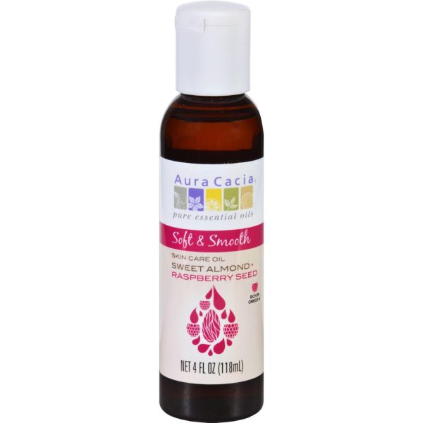 Aura Cacia Skin Care Oil - Soft And Smooth - Sweet Almond Plus Raspberry Seed - 4 Oz Online now