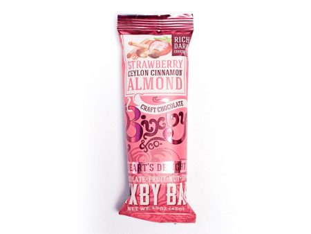 Bixby Bar - Hearts Delight - Dark Chocolate - Strawberry Ceylon Cinnamon Almond - 1.5 Oz Bars - Case Of 12 For Sale