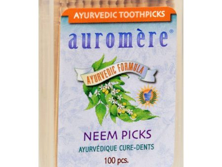 Auromere Ayurvedic Neem Picks - 100 Toothpicks - Case Of 12 Supply