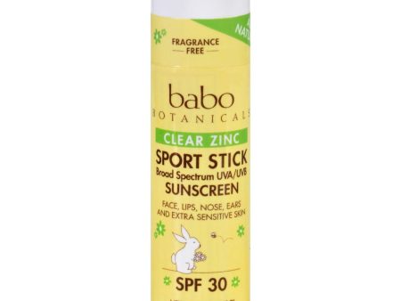 Babo Botanicals Clear Zinc Sport Stick - Unscented Spf 30 - .6 Oz - Case Of 12 Supply