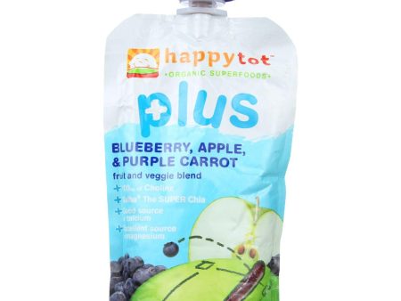 Happy Tot Toddler Food - Organic - Plus - Fruit And Veggie Blend - Blueberry Apple Purple Carrot - 4.22 Oz - Case Of 16 on Sale