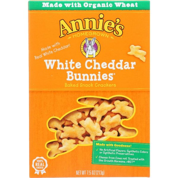 Annies Homegrown Crackers - White Cheddar Bunnies - 7.5 Oz - Case Of 12 Hot on Sale