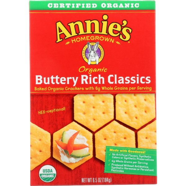 Annies Homegrown Crackers - Organic - Buttery Rich Classic - 6.5 Oz - Case Of 12 Fashion