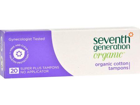 Seventh Generation Tampon - Organic - Super Plus - No Applicator - 20 Count Online Sale