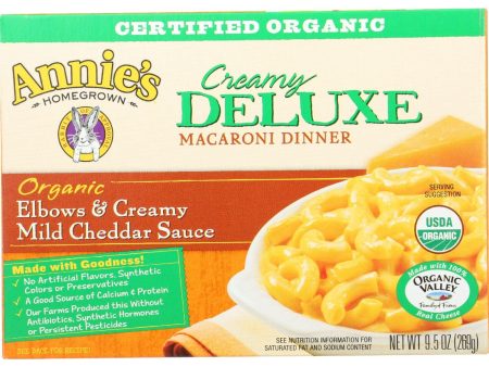 Annies Homegrown Macaroni Dinner - Organic - Creamy Deluxe - Elbows And Creamy Mild Cheddar Sauce - 9.5 Oz - Case Of 12 Cheap