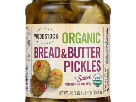 Woodstock Pickles - Organic - Bread And Butter - Sweet - 24 Oz - Case Of 6 Cheap