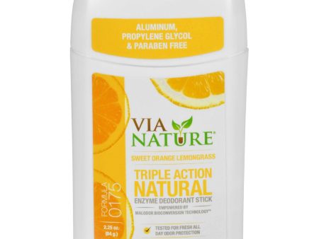 Via Nature Deodorant - Stick - Sweet Orange Lemongrass - 2.25 Oz on Sale