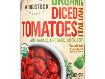 Woodstock Tomatoes - Organic - Diced - Italian Herbs - 14.5 Oz - Case Of 12 For Sale