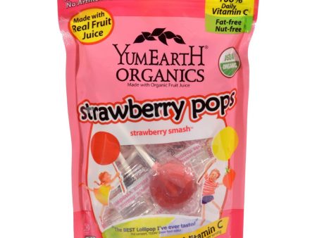 Yummy Earth Organic Standup Lollipops Strawberry Smash - 3 Oz - Case Of 6 Online Hot Sale