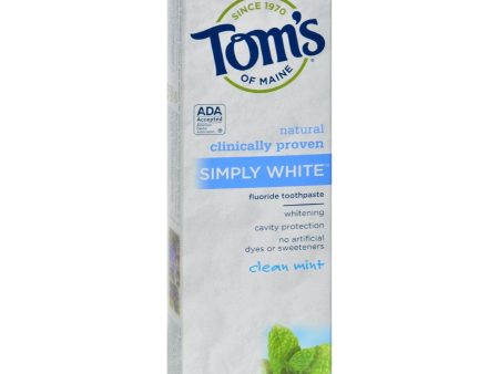 Tom s Of Maine Simply White Toothpaste Clean Mint - 4.7 Oz - Case Of 6 Online Hot Sale