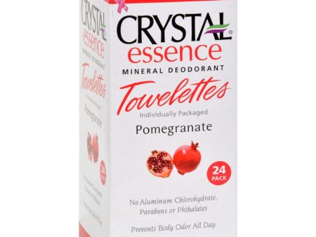 Crystal Essence Mineral Deodorant Towelettes Pomegranate - 24 Towelettes For Cheap