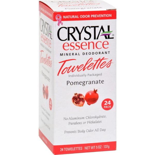 Crystal Essence Mineral Deodorant Towelettes Pomegranate - 24 Towelettes For Cheap