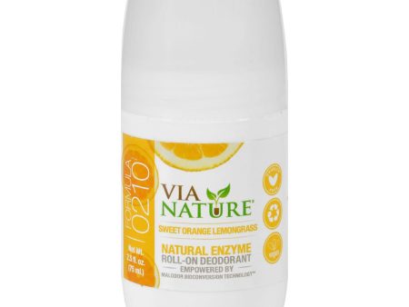 Via Nature Deodorant - Roll On - Sweet Orange Lemongrass - 2.5 Fl Oz on Sale