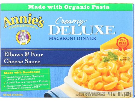 Annies Homegrown Macaroni Dinner - Creamy Deluxe - Elbows And Four Cheese Sauce - 10 Oz - Case Of 12 Hot on Sale