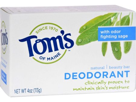 Tom s Of Maine Natural Beauty Bar Deodorant With Odor Fighting Sage - 4 Oz - Case Of 6 Online Sale