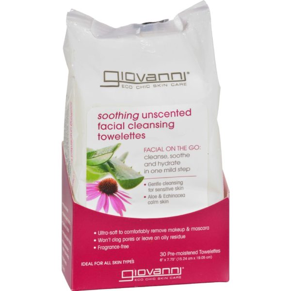 Giovanni Facial Cleansing Towelettes - Unscented - 30 Pre-moistened Towelettes For Cheap